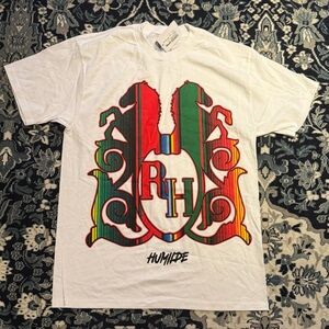 Rancho Humilde White Graphic Tee with Multicolor Design (M)